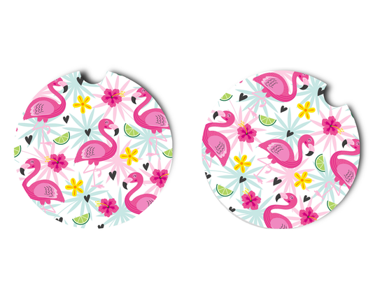 Car Coaster Flamingos