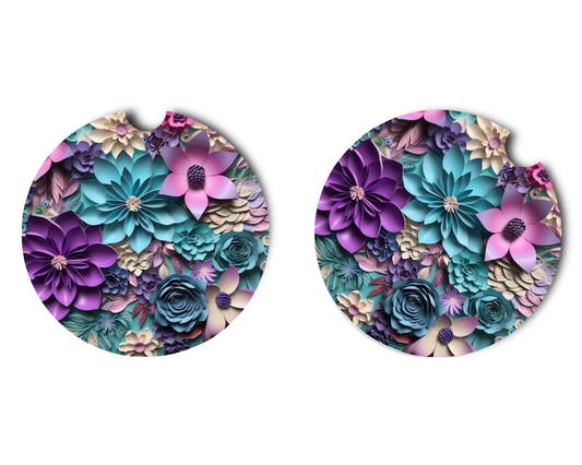 Car Coaster Purple Floral