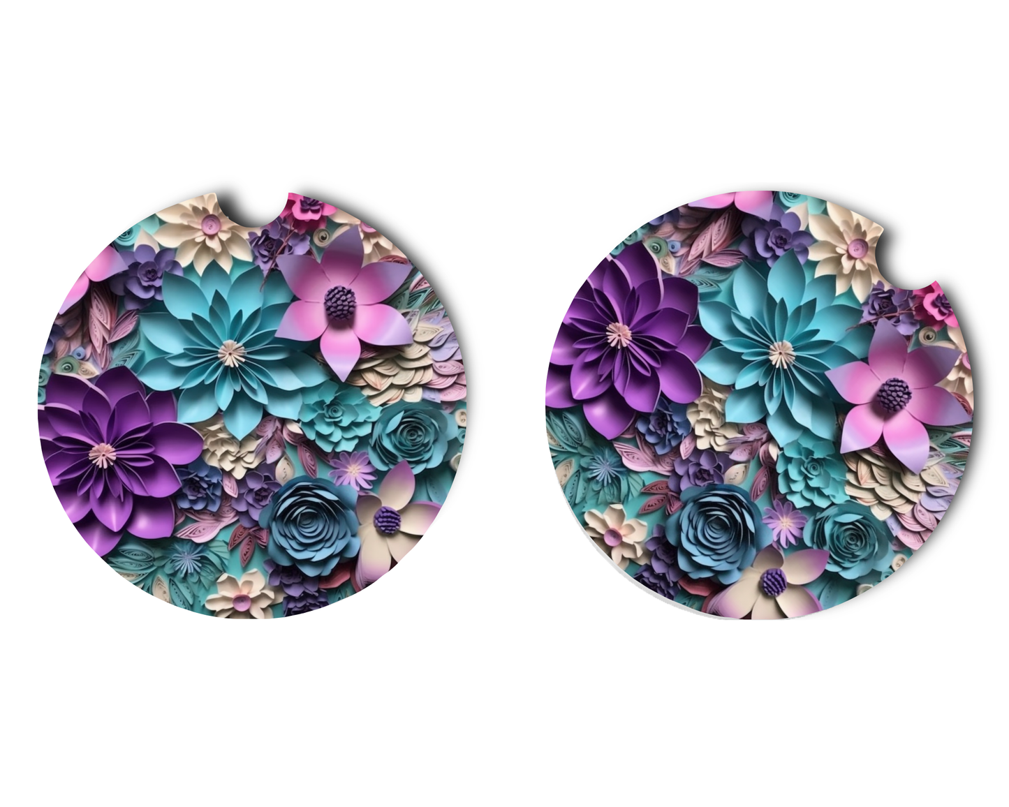 Car Coaster Purple Floral