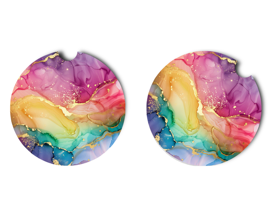 Car Coaster Rainbow Marble