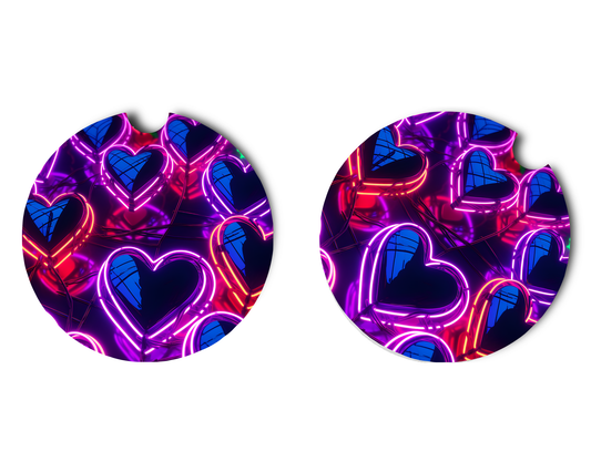Car Coaster Neon Hearts