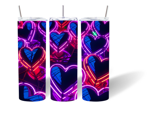 20oz Tumbler Neon Hearts